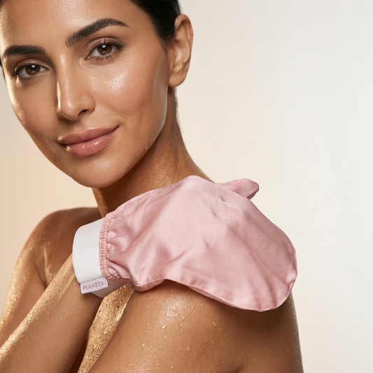 قفاز تقشير الجسم مصنوع من الحرير الطبيعي %100